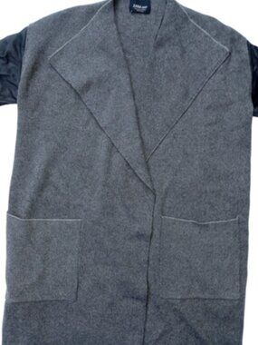 ZARA Knit Long Sweater Coat Pleather Sleeves S